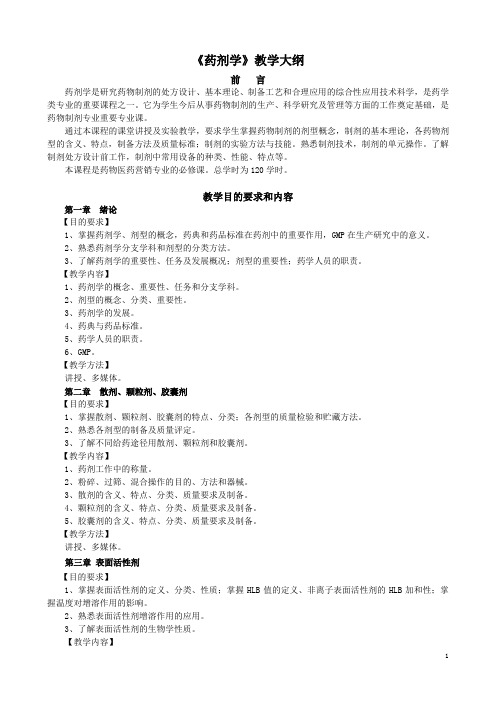 药剂学 大纲