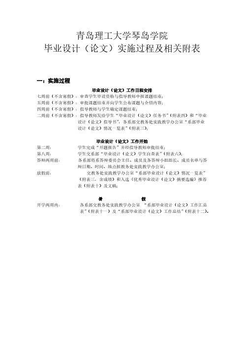 【免费下载】毕业设计工作实施流程及附表