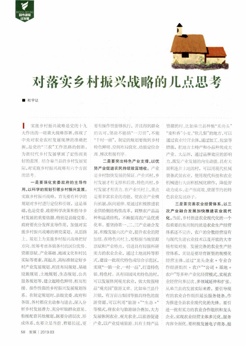 对落实乡村振兴战略的几点思考