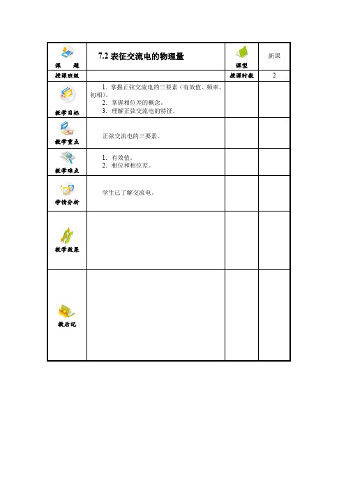 表征正弦交流电的物理量_电子教案
