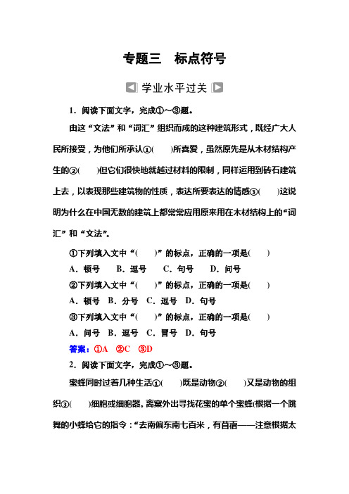 语文高中学业水平测试：专题三+标点符号+Word版含答案.doc