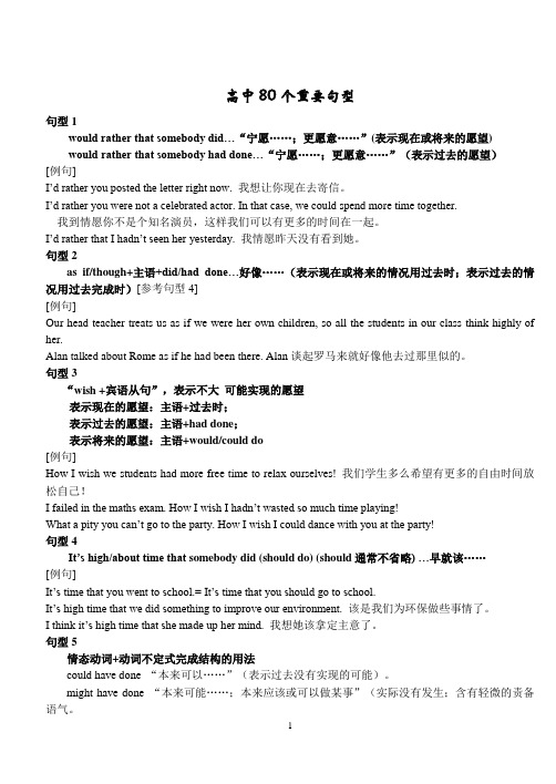 2010高考英语必考80个重要句型精讲