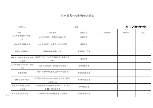 排水系统专项查验记录表