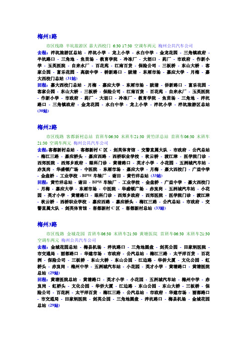 梅州市公交汇总