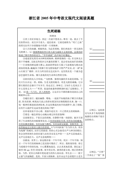 浙江省2005年中考语文现代文阅读真题