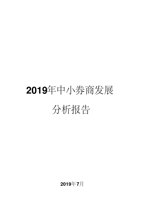 2019年中小券商发展分析报告