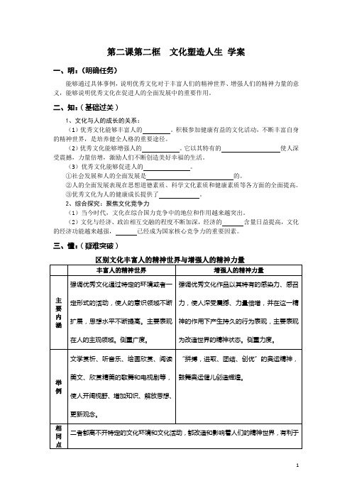 第二课第二框  文化塑造人生 学案