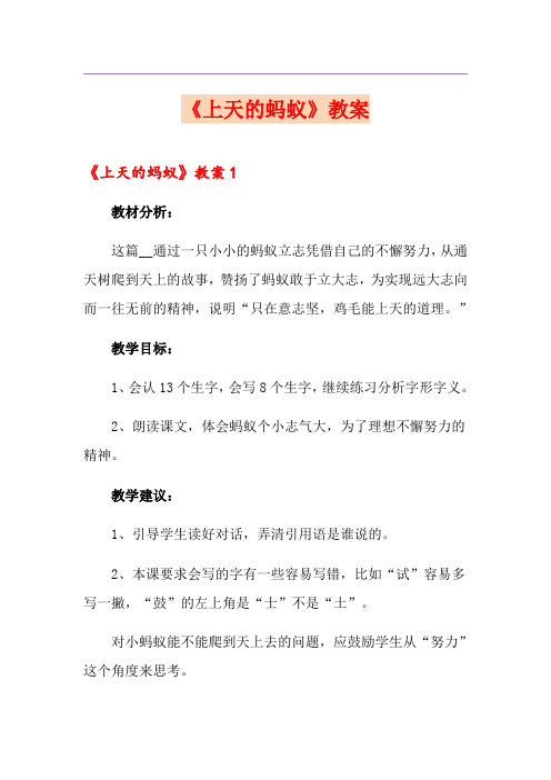 《上天的蚂蚁》教案
