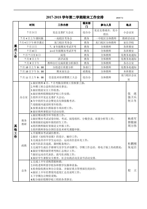 第二学期开学报到及第一周工作安排