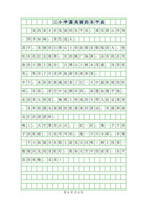 2019年500字三年级小学作文篇美丽的东平县