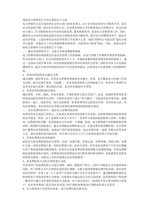 浅谈电力营销审计中应注重的几个方面