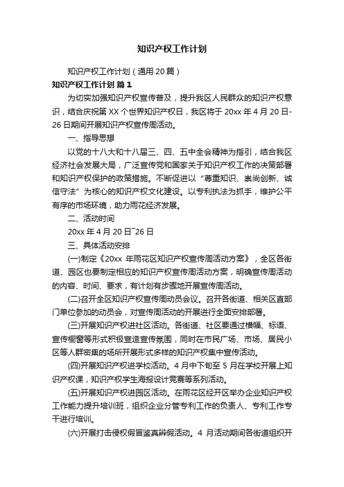 知识产权工作计划