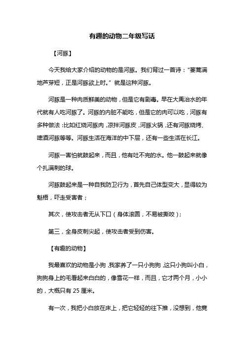 二年级作文：有趣的动物二年级写话