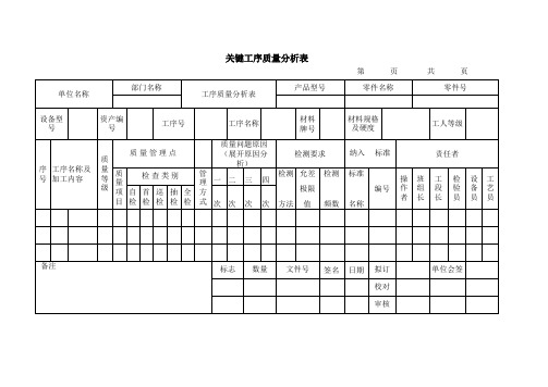 关键工序质量分析表