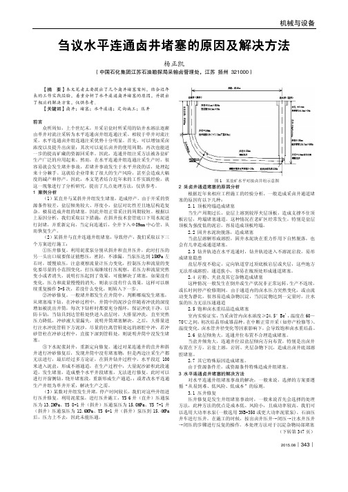 刍议水平连通卤井堵塞的原因及解决方法
