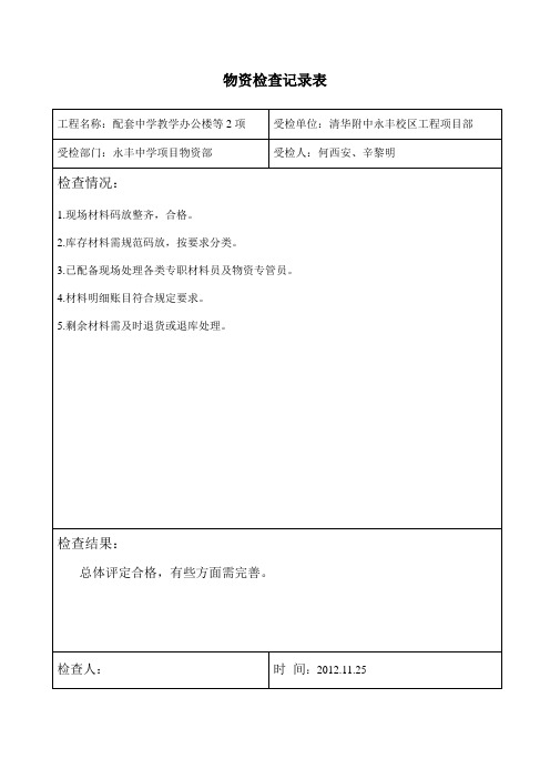 物资检查记录表