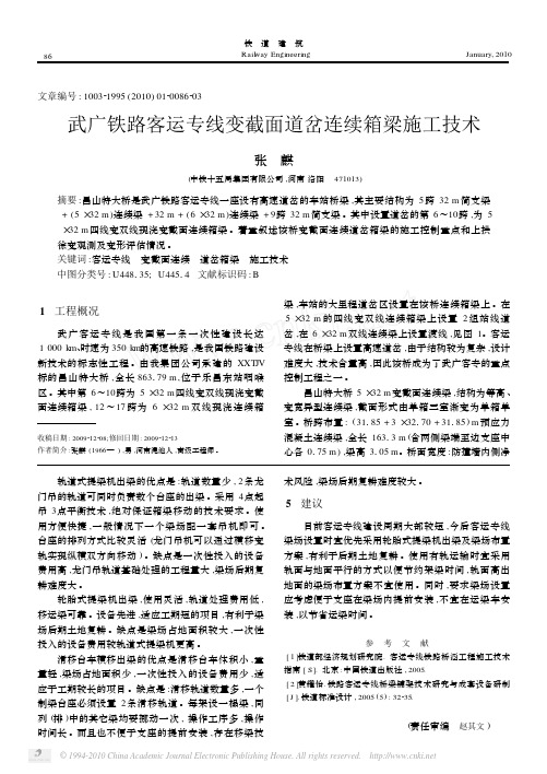 武广铁路客运专线变截面道岔连续箱梁施工技术