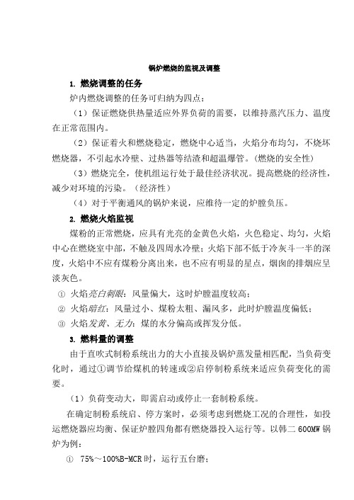 锅炉燃烧的监视与调整