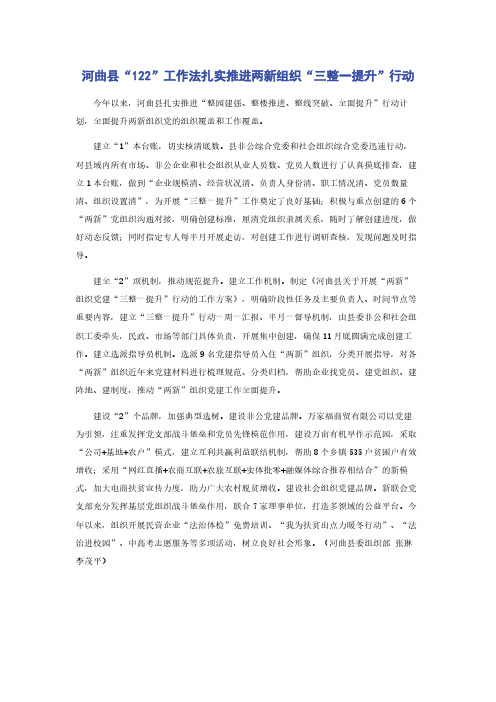 河曲县“122”工作法扎实推进两新组织“三整一提升”行动