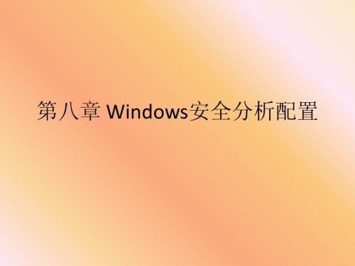 第八章 Windows安全分析配置