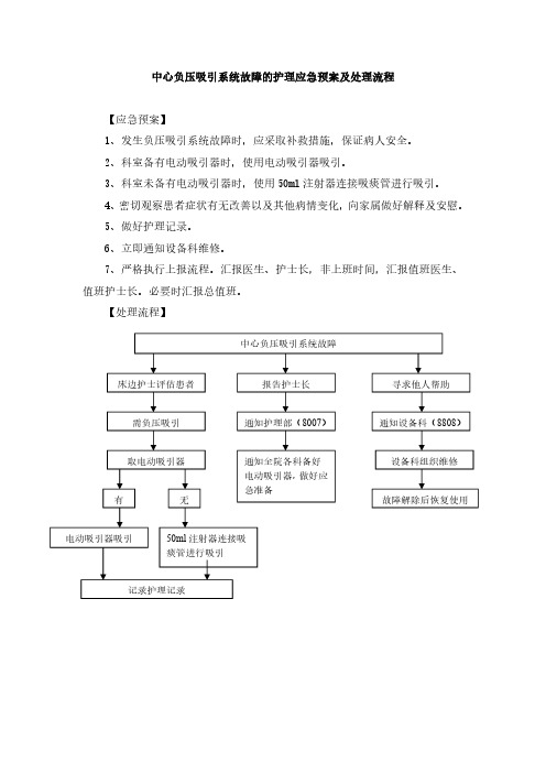 中心负压吸引系统故障的护理应急预案及处理流程