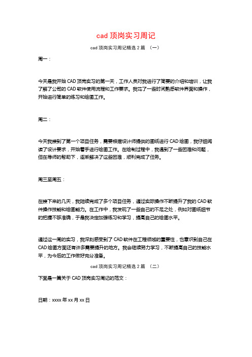 cad顶岗实习周记2篇
