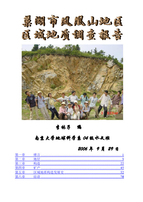 巢湖凤冠山区域调查报告