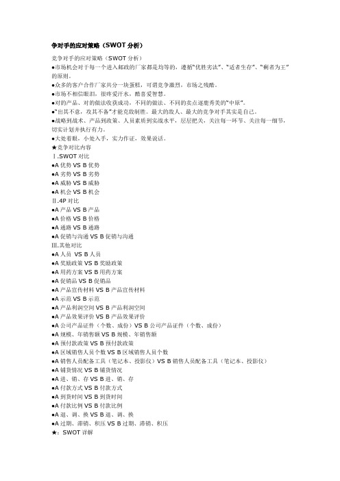 争对手的应对策略(SWOT分析)