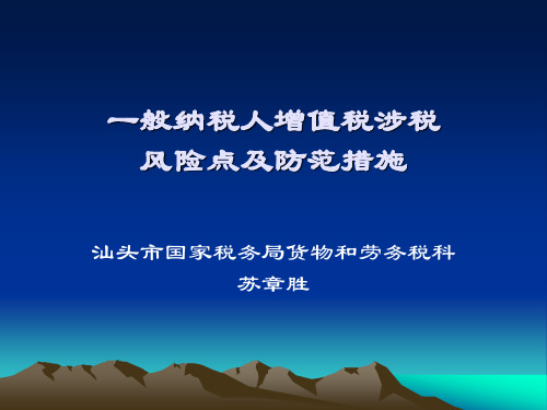一般纳税人增值税涉税风险点及防范措施