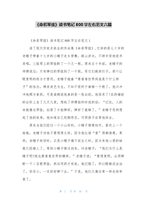 《命若琴弦》读书笔记800字左右范文六篇