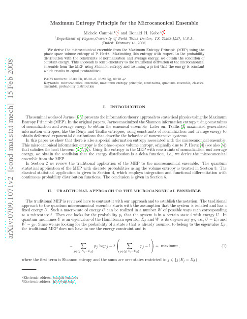 Maximum Entropy Principle for the Microcanonical Ensemble