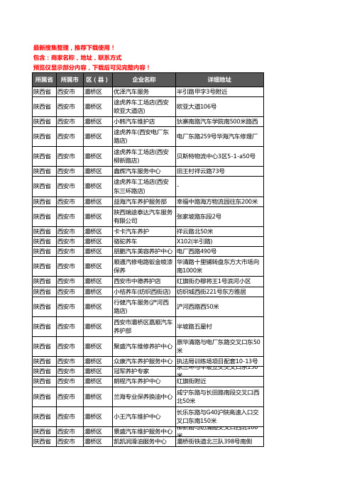 新版陕西省西安市灞桥区汽车保养企业公司商家户名录单联系方式地址大全68家