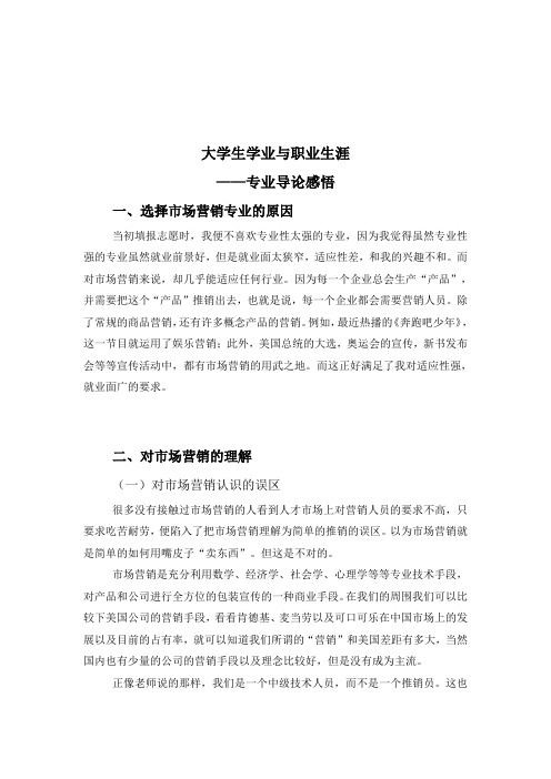 市场营销专业导论课程论文范文
