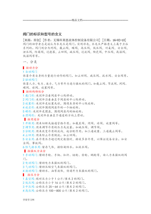 阀门的标识和型号的含义讲解