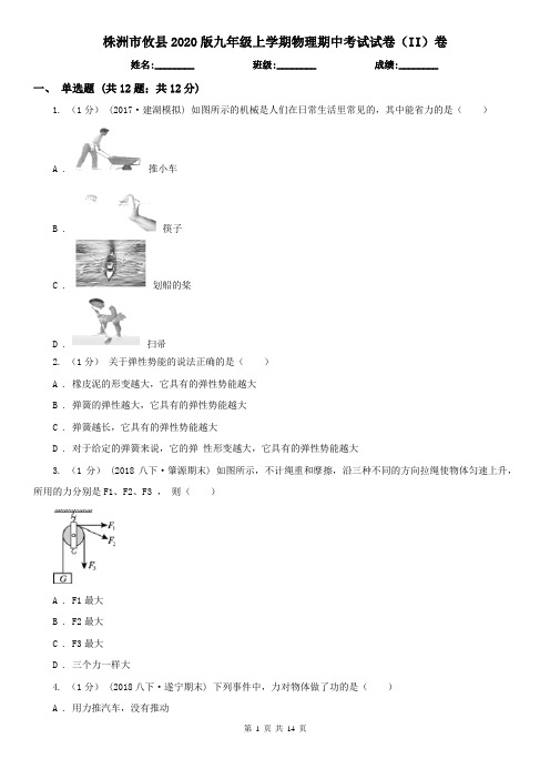株洲市攸县2020版九年级上学期物理期中考试试卷(II)卷