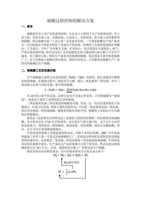 硫酸过程控制的解决方案