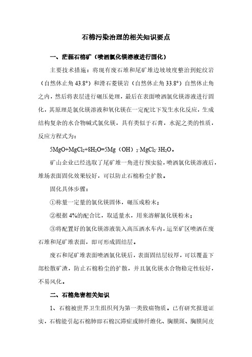 关于石棉污染治理相关问题要点
