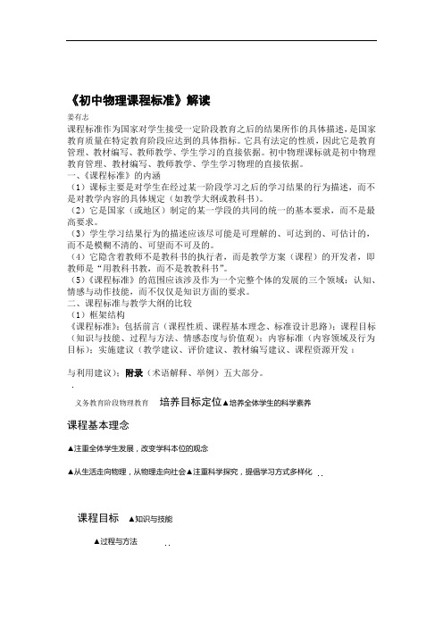 完整版初中物理课程标准解读