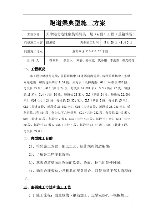 跑道梁典型施工计划
