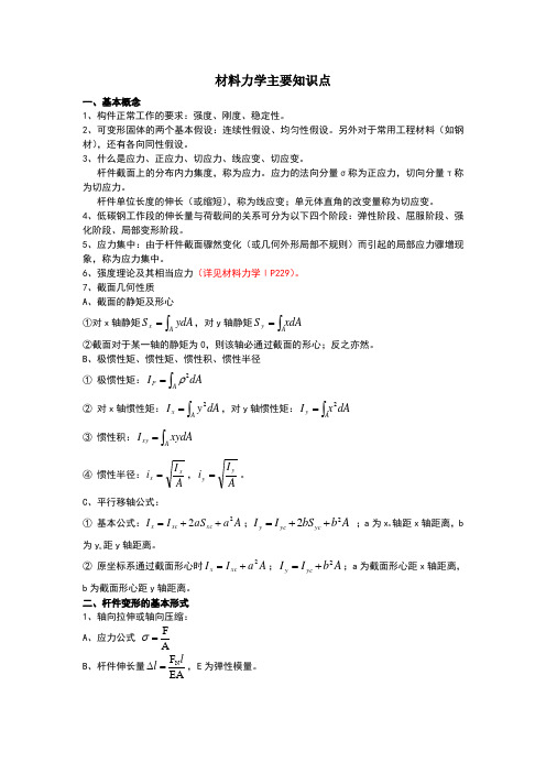 材料力学主要知识点归纳