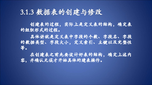 数据库技术及应用：创建与维护表
