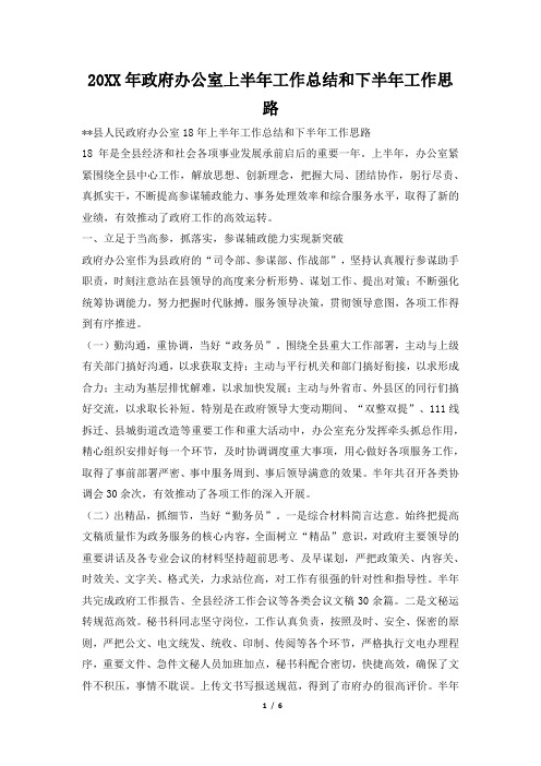 2019年政府办公室上半年工作总结和下半年工作思路