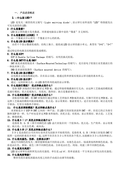 利亚德LED显示屏产品述语概述