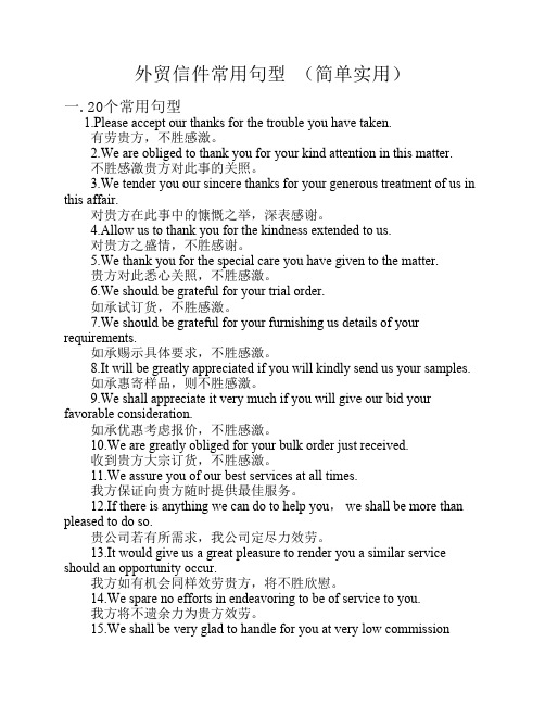 外贸信件常用句型(简单实用)