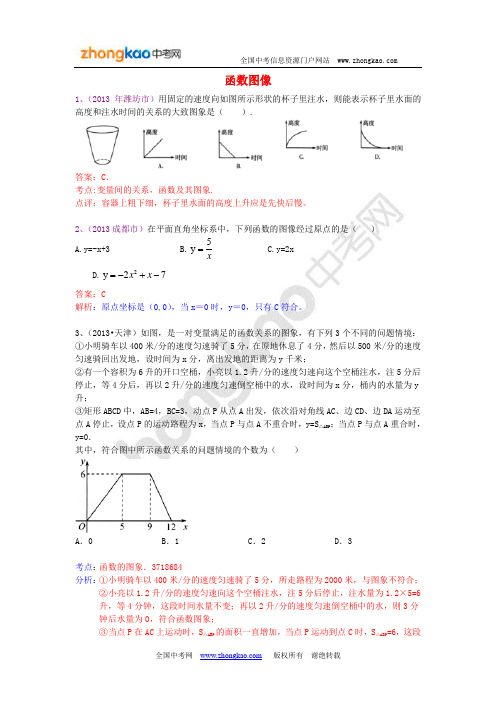 2013年中考数学试卷分类汇编-函数图像