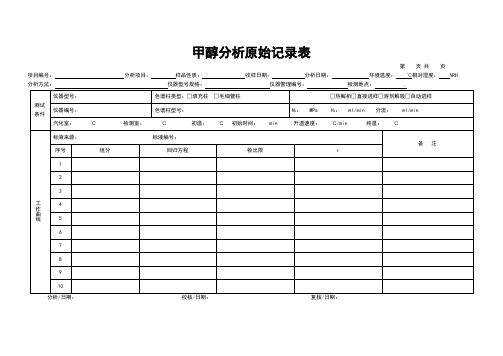 甲醇分析原始记录表
