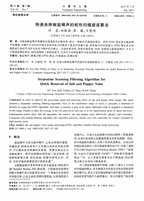快速去除椒盐噪声的蛇形扫描滤波算法