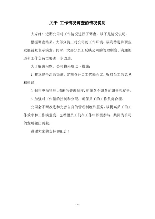 关于 工作情况调查的情况说明