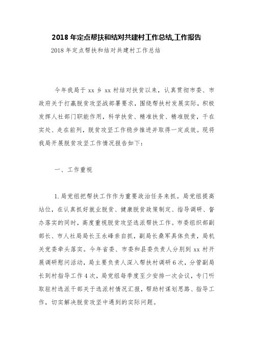 2018年定点帮扶和结对共建村工作总结,工作报告【精品范文】