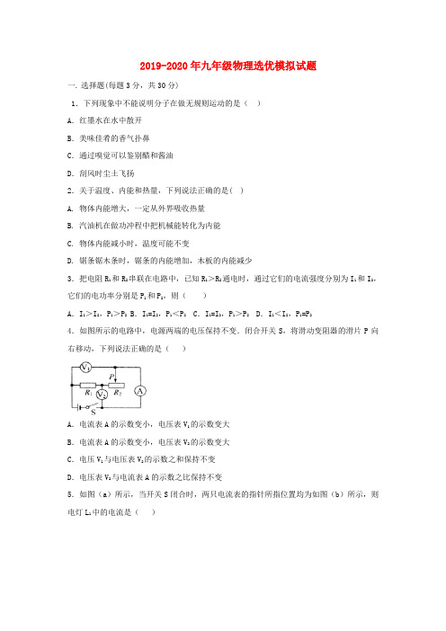 2019-2020年九年级物理选优模拟试题